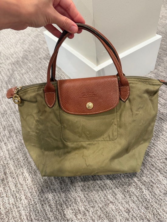 Longchamp Handbags - Longchamp Le Pliage Small Top Handle Tote Bag Khaki Green Made in France 13”x8.5